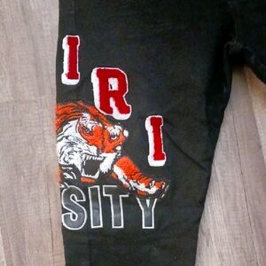AMIRI Black Jeans with Red and Orange Tiger Design